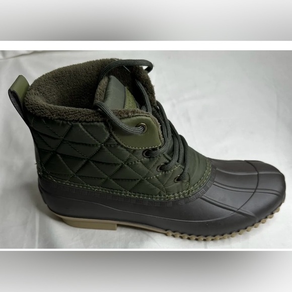 London Fog Winley Women's Water-Resistant Olive Nylon / BRO Cognac Duck Size 9m - Picture 2 of 8
